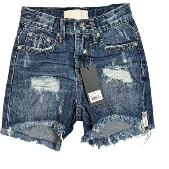 One Teaspoon Pants - NWT One Teaspoon Kids Boys Denim Distressed Shorts Oxford Blue   - 6/7
